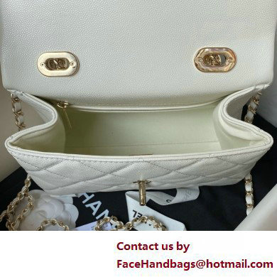 Chanel Grained Calfskin  &  Gold-Tone Metal Small Flap Bag with Top Handle AS4711 White 2025